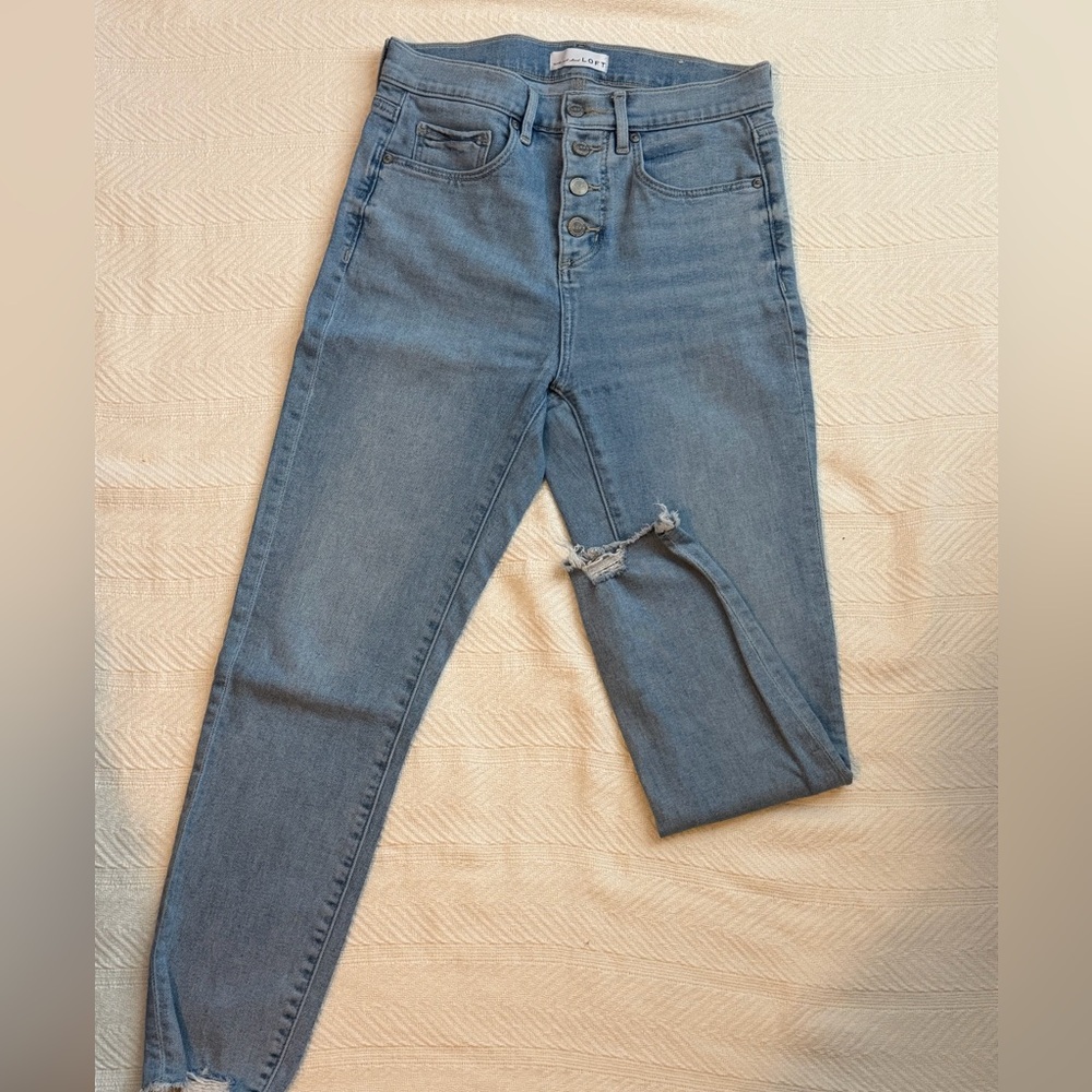 LOFT High Waist Skinny Crop Jeans